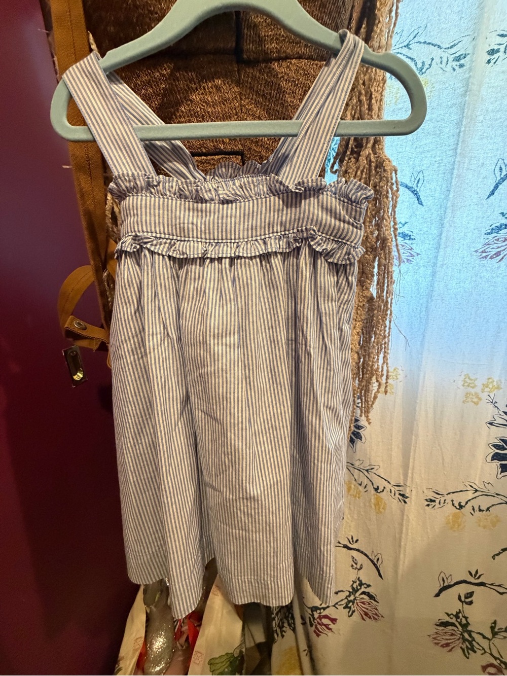 GAP Girls Blue and White Stripe Sundress with Ruffle Bodice
